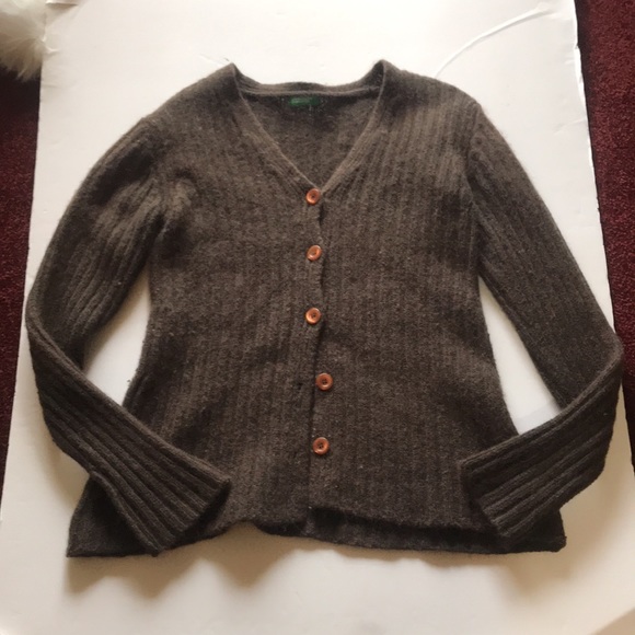 United Colors Benetton Wool Blend Cable Cardigan Oversized Thick Sweater - Picture 2 of 13